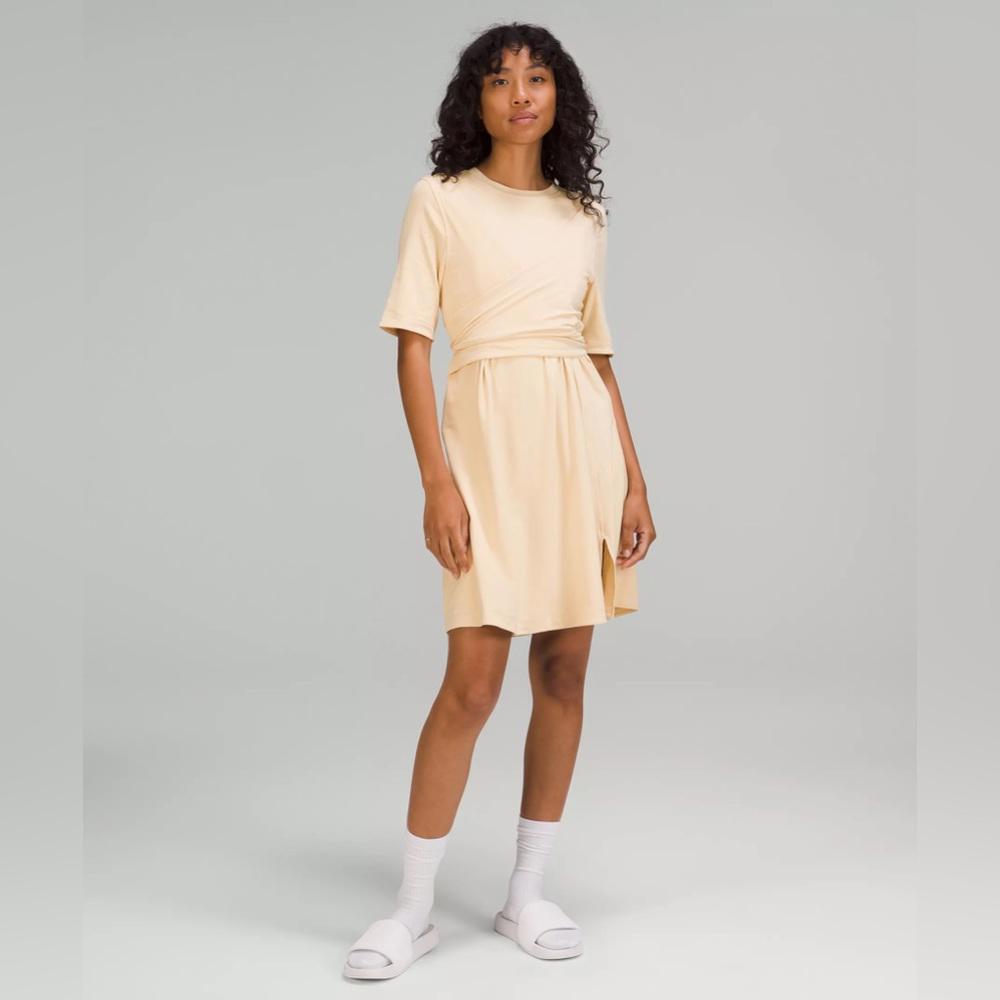 Lululemon Cotton Wrap-Front T-Shirt Dress - Yellow